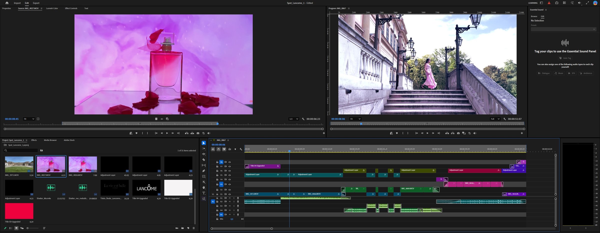Lancôme spot edited in Premiere Pro by Camilla Caccialanza