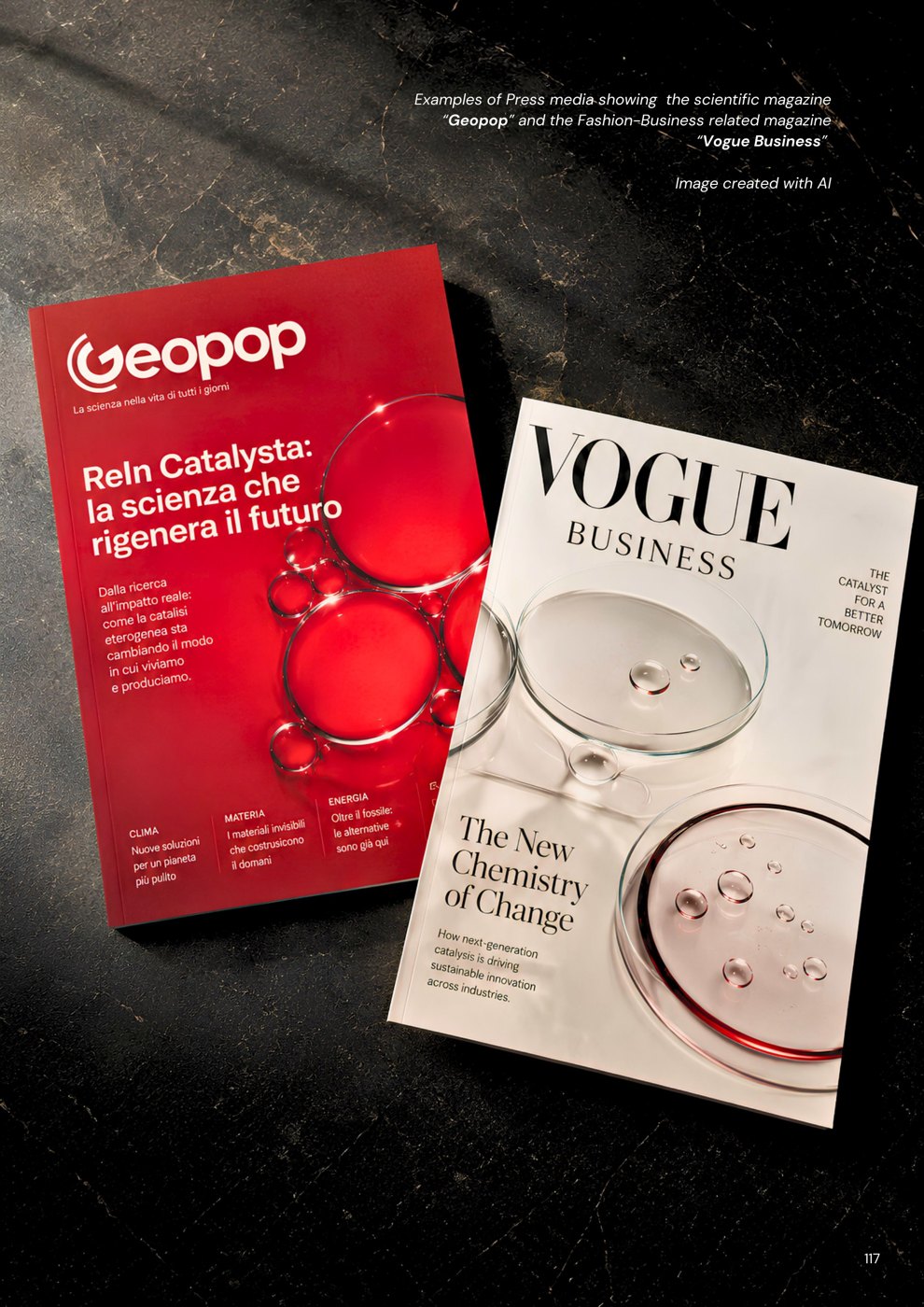 ReIn Catalysta press media mockups, Geopop and Vogue Business covers, bachelor’s thesis by Camilla Caccialanza